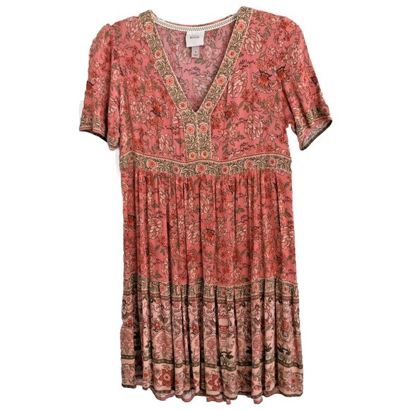 Knox Rose Baby Doll Mini Dress Womens Size S Gauze Tiered Floral Garden Girl - Picture 3 of 12